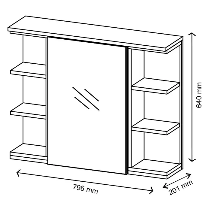 Vicco Spiegelschrank Aquis Anthrazit - B x H: 79,6 x 64 cm, Stahl, Anthrazit