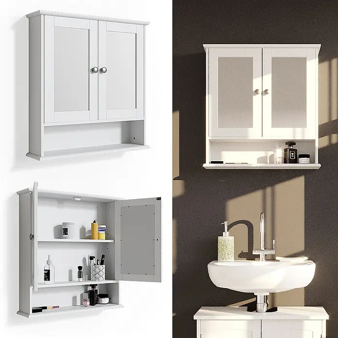 Vicco Spiegelschrank Bianco Weiß - Sonstiges, Weiß