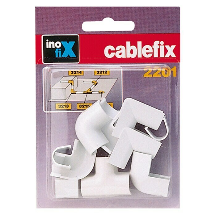 Inofix Cablefix Kit de accesorios para canaleta 2201 (Blanco, An x Al: 0,8 x 0,7 cm, 10 uds.)