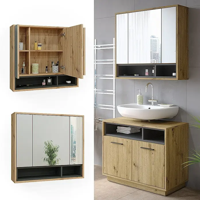 Vicco Spiegelschrank Beatrice Artisan Eiche/Anthrazit - Sonstiges, Artisan Eiche/Anthrazit