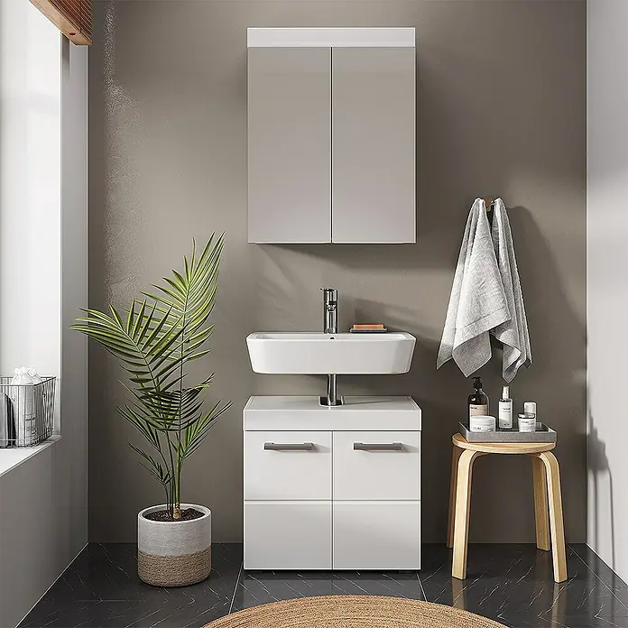 Vicco Spiegelschrank Luna Weiß - B x H: 60 x 77 cm, Sonstiges, Weiß