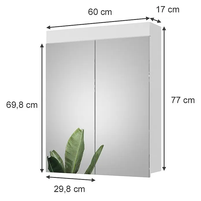 Vicco Spiegelschrank Luna Weiß - B x H: 60 x 77 cm, Sonstiges, Weiß