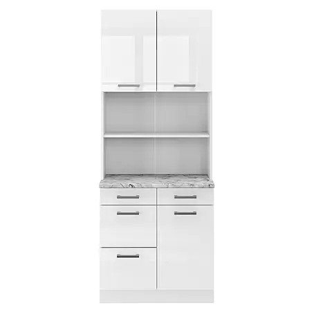 Vicco  Küchenleerblock R-Line Weiß Hochglanz, AP Marmor