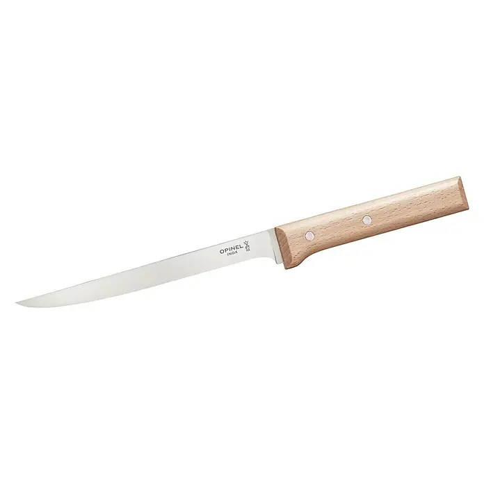Opinel Parallele Fleischmesser - Klingenlänge: 180 mm - Opinel Tafelmesser mit Holzgriff und glatter Edelstahlklinge für den täglichen Gebrauch.