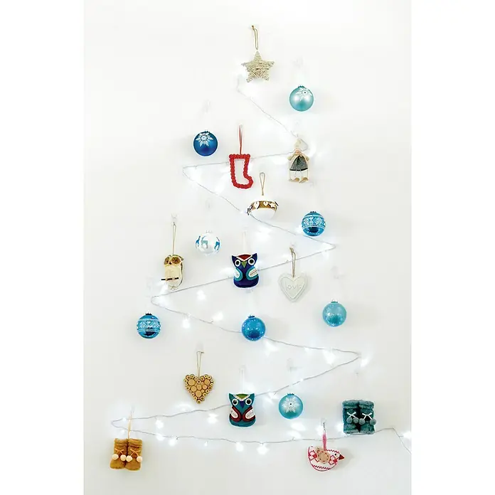 3M Command Colgador adhesivo 17091CLR - Plástico, Transparente - Árbol de Navidad de pared con luces y adornos.