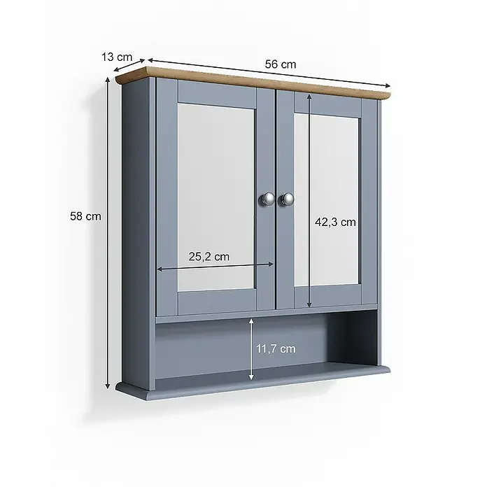 Vicco Spiegelschrank Bianco Grau - Sonstiges, Grau