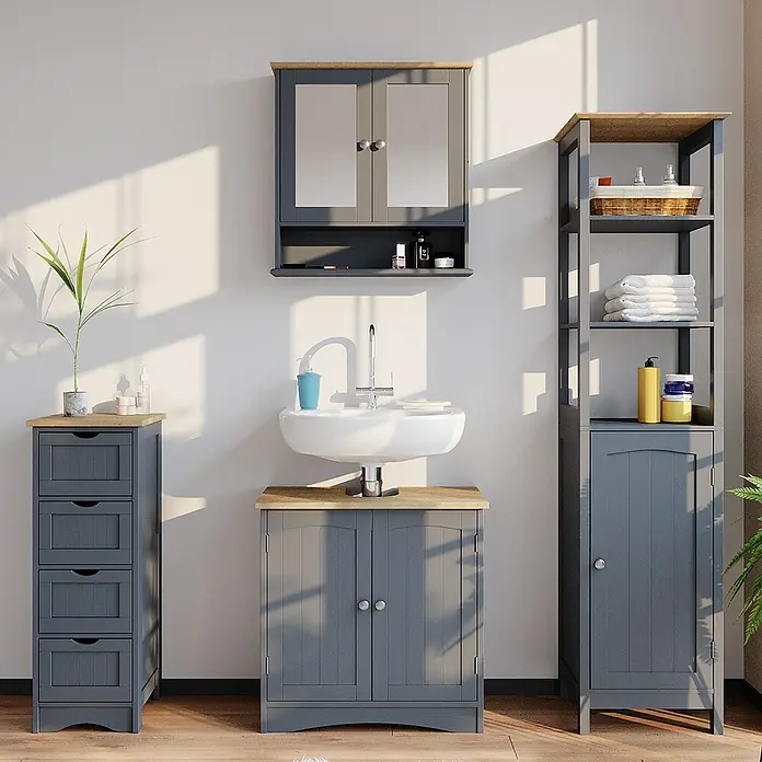 Vicco Spiegelschrank Bianco Grau - Sonstiges, Grau