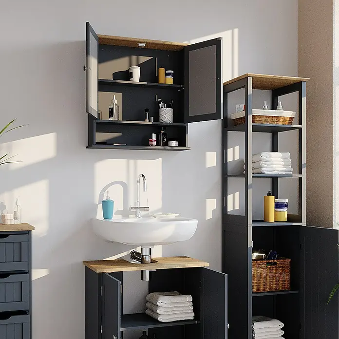 Vicco Spiegelschrank Bianco Grau - Sonstiges, Grau