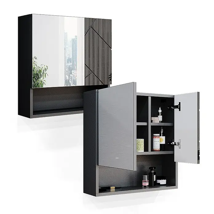 Vicco Spiegelschrank Irma Anthrazit Hochglanz - B x H: 54 x 55 cm, Sonstiges, Anthrazit Hochglanz