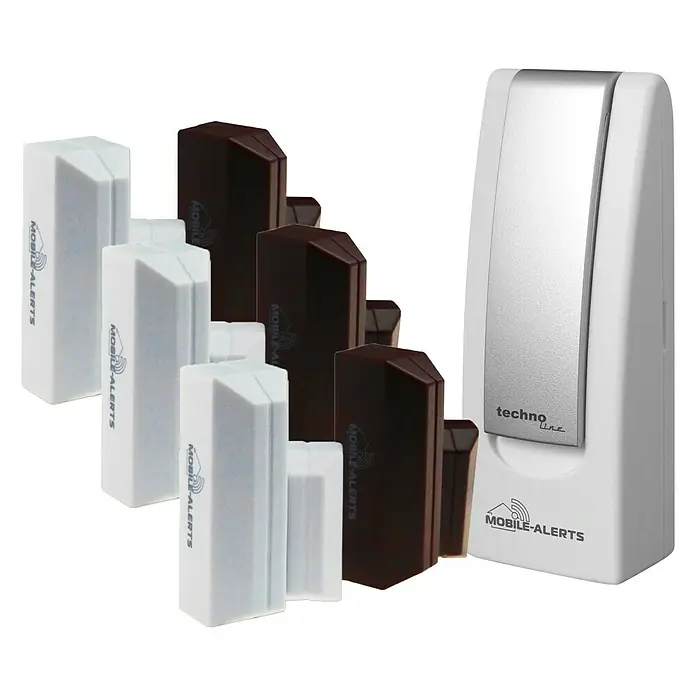 Mobile-Alerts Starter-Set MA 10080 SET - Gateway, 3 x Fensterkontakt, 3 x braune und 3 x weiße Kappe - Das Mobile-Alerts Alarmsystem bietet zuverlässigen Schutz mit Bewegungssensoren und einer Basisstation für erhöhte Sicherheit.