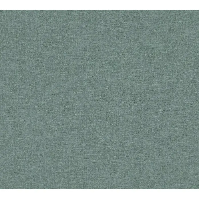 A.S. Création New Walls Vliestapete - Dunkelgrün, Uni, 10,05 x 0,53 m - Grün-graue Tapete mit Textur, die eine subtile Leinwandstruktur aufweist und eine ruhige und elegante Atmosphäre schafft.