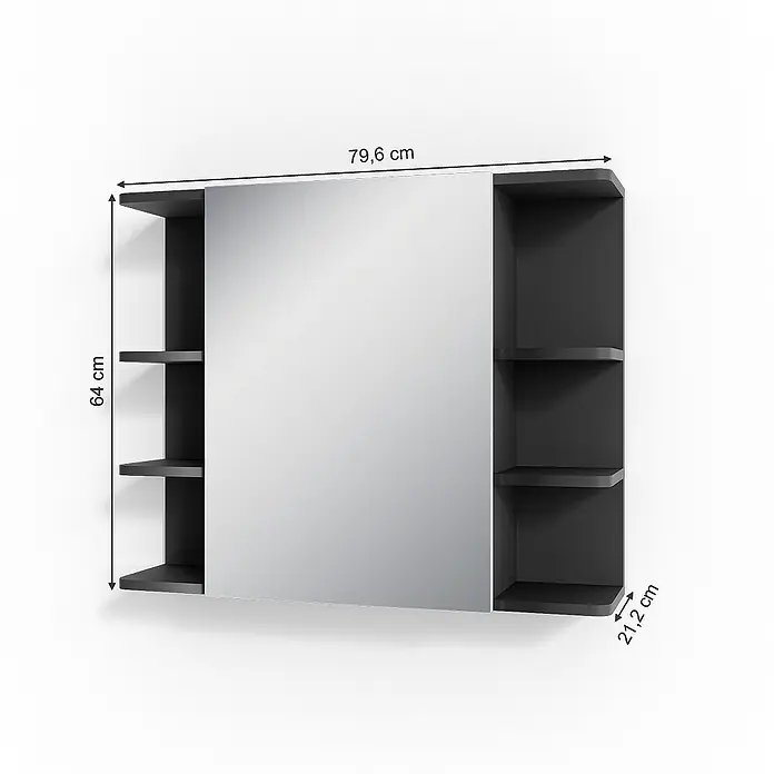 Vicco Spiegelschrank Fynn Anthrazit - Sonstiges, Anthrazit