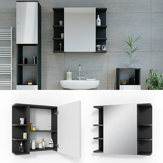 Vicco Spiegelschrank Fynn Anthrazit - Sonstiges, Anthrazit