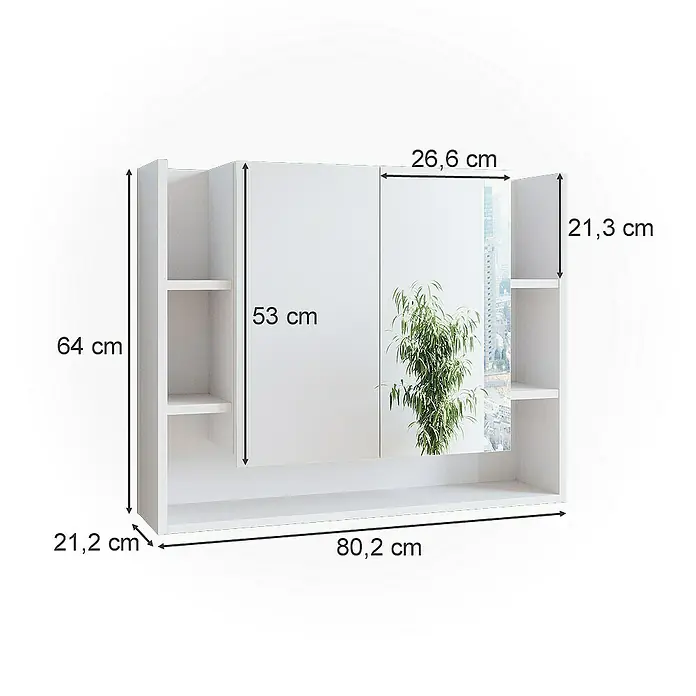 Vicco Spiegelschrank Elira Weiß - Sonstiges, Weiß