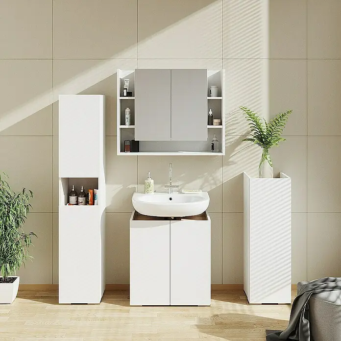 Vicco Spiegelschrank Elira Weiß - Sonstiges, Weiß