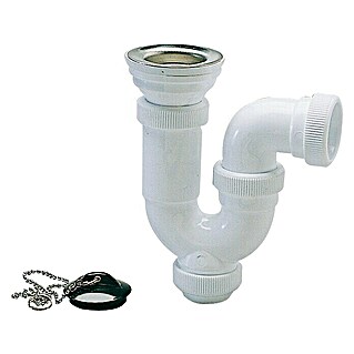 Sifón de lavabo curvo con válvula (1 ½″, 40 mm, Polipropileno)