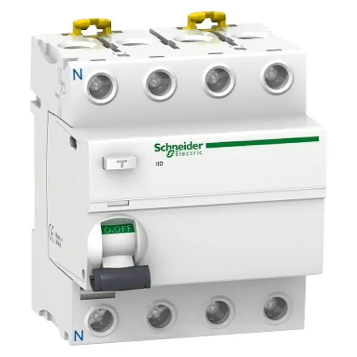 Schneider Electric Interruptor FI/LS AC - 30 mA, Número de polos: 4 - Un interruptor diferencial iID de Schneider Electric. Ofrece protección contra corrientes residuales y es adecuado para montaje en carril DIN.