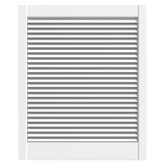 Lamellentür - B x H: 594 x 762 mm, Art Lamellen: Offen, Weiß - Ein weißer, rechteckiger Fensterladen mit horizontalen Lamellen, ideal zur Lichtregulierung und Dekoration.