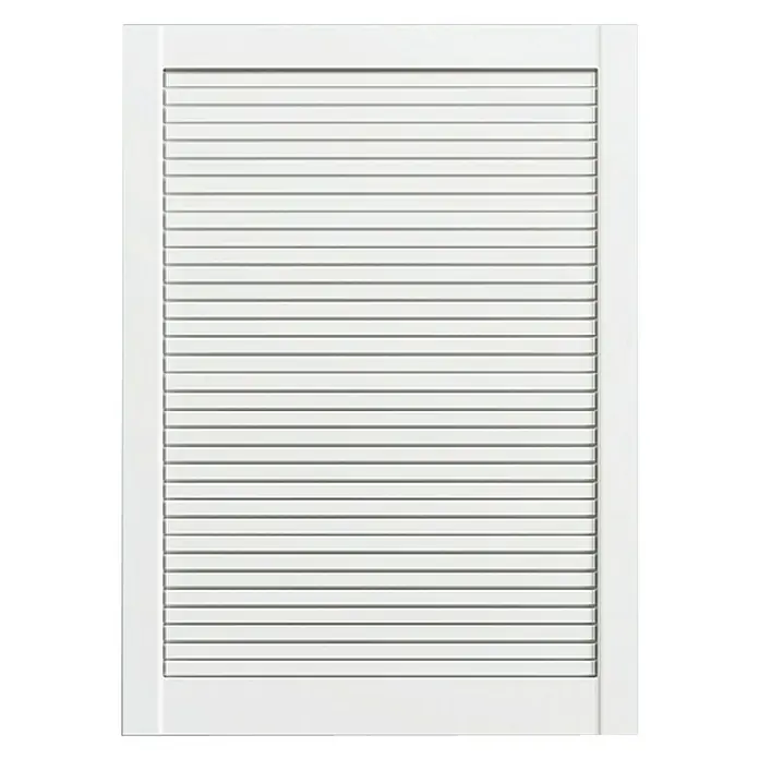 Lamellentür - B x H: 594 x 717 mm, Art Lamellen: Geschlossen, Weiß - Ein weißes Lüftungsgitter mit horizontalen Lamellen, ideal für Belüftung und als stilvolles Detail im Raum.