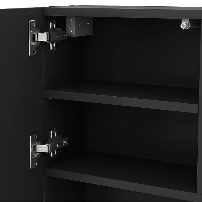 Vicco Spiegelschrank Edge Schwarz mit Tür und offenen Fächern - Sonstiges, Schwarz