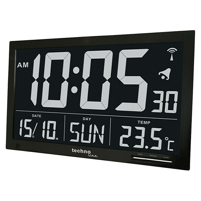Digitale Funkwanduhr Jumbo-LCD (Schwarz, L x B x H: 36,8 x 2,9 x 22,8 cm)