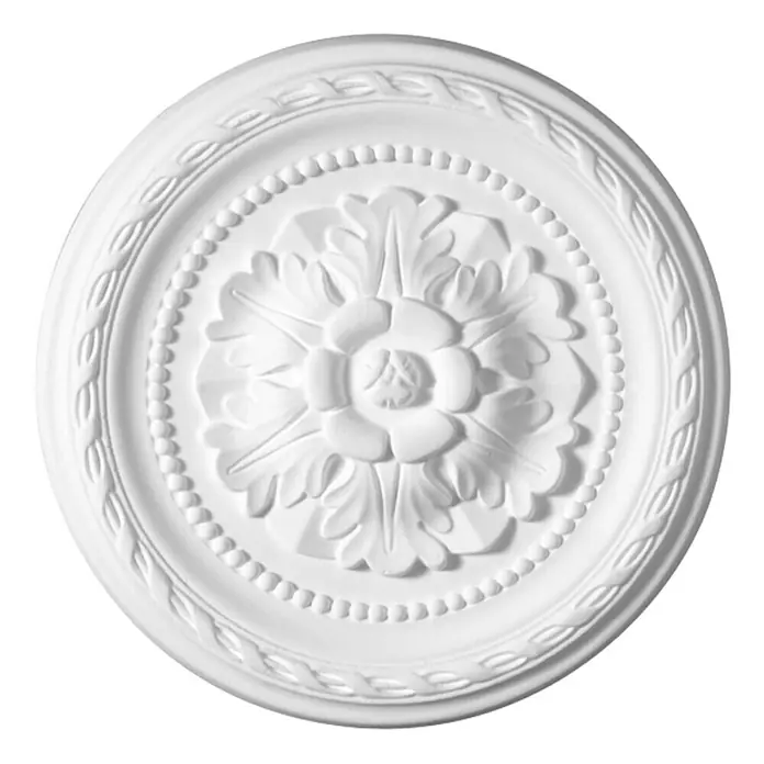 Rosette Classic Style K 8 - Durchmesser: 30 cm, Expandiertes Polystyrol (EPS), Historismus, Weiß - Deckenrosette aus Gips mit filigranem floralem Design, ideal als dekoratives Element für stilvolle Innenräume.