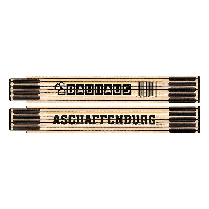 BAUHAUS Zollstock - Aschaffenburg, 2 m - Bild eines Zollstocks von Bauhaus Aschaffenburg. Ideal für Handwerker und DIY-Enthusiasten, vereint Qualität und Tradition.