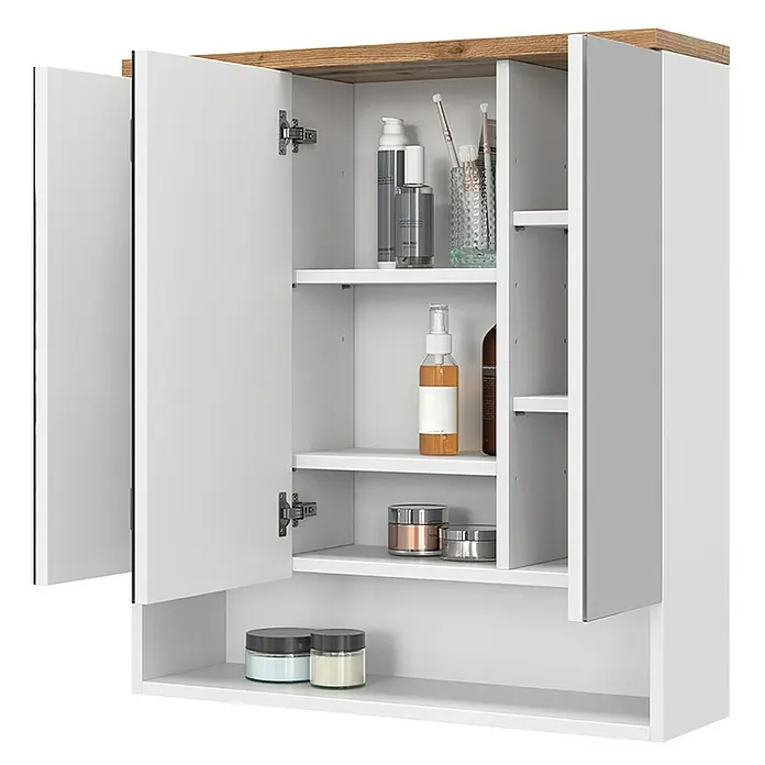 Vicco Spiegelschrank Eden Weiß mit 3 Türen - B x H: 70 x 77,5 cm, Sonstiges, Weiß