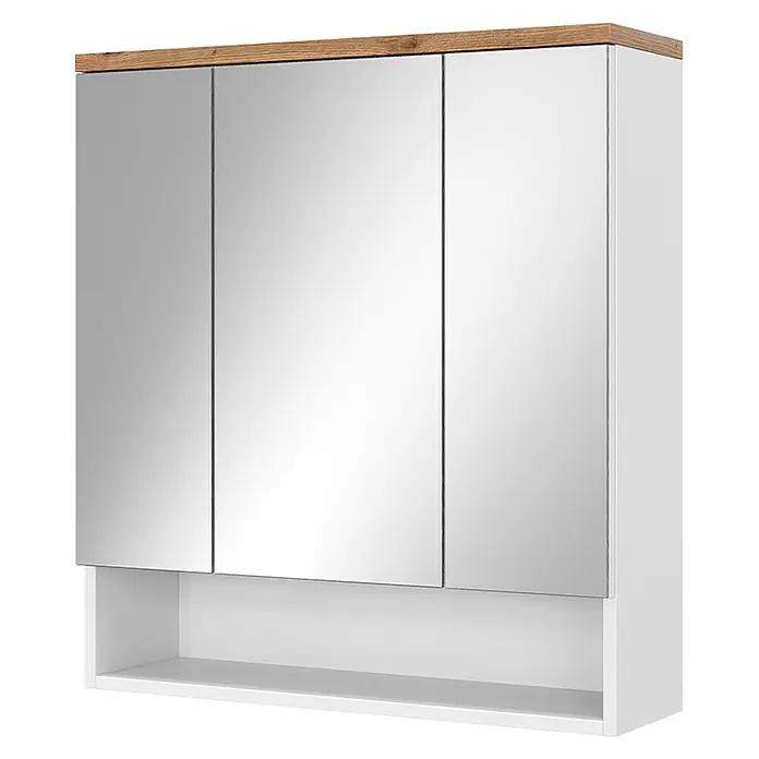 Vicco Spiegelschrank Eden Weiß mit 3 Türen - B x H: 70 x 77,5 cm, Sonstiges, Weiß