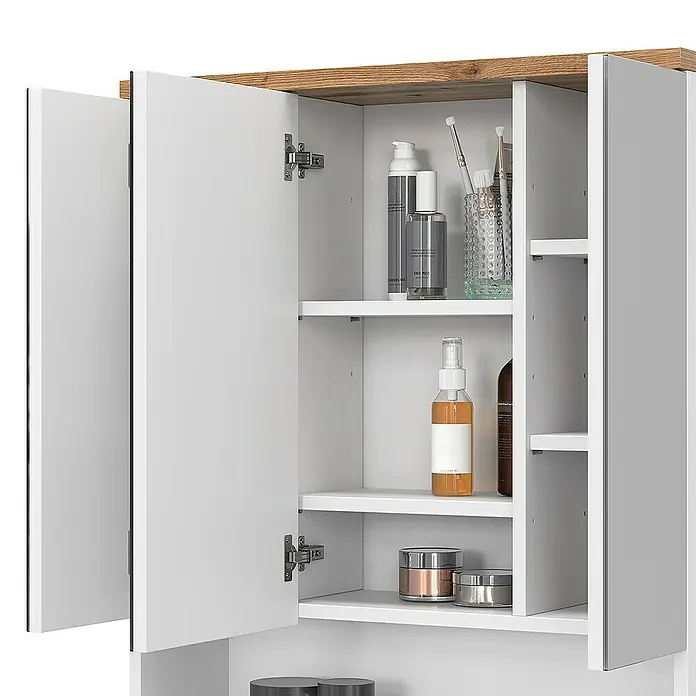 Vicco Spiegelschrank Eden Weiß mit 3 Türen - B x H: 70 x 77,5 cm, Sonstiges, Weiß