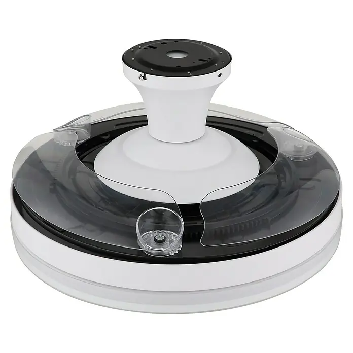 Globo Deckenventilator Beliz - 40 W, Durchmesser: 1.060 mm - Produktansicht eines modernen Entsafters mit transparentem Gehäuse und weißem Sockel.