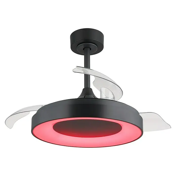 Globo Deckenventilator Elina - 40 W, Durchmesser: 910 mm - Elegantes Deckenventilator-Design in Schwarz mit modernem LED-Lichtring, perfekt für stilvolle Innenräume und angenehme Kühlung.