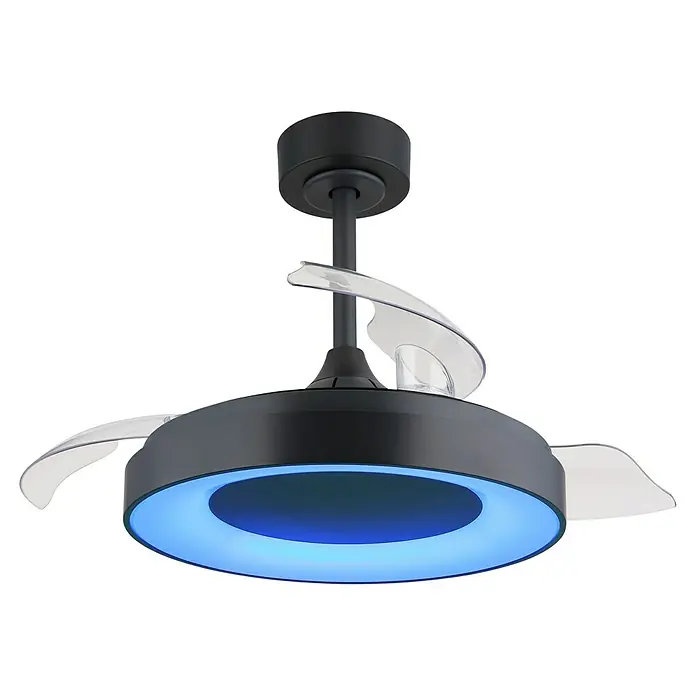Globo Deckenventilator Elina - 40 W, Durchmesser: 910 mm - Deckenventilator mit LED-Beleuchtung und transparenten Flügeln für eine moderne Note in Ihrem Zuhause.