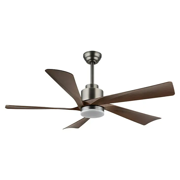 Globo Deckenventilator Modesto - 132 cm, 20 W - Deckenventilator mit fünf braunen Flügeln und einer integrierten LED-Leuchte. Der Ventilator hat ein modernes Design und eine Metallhalterung.