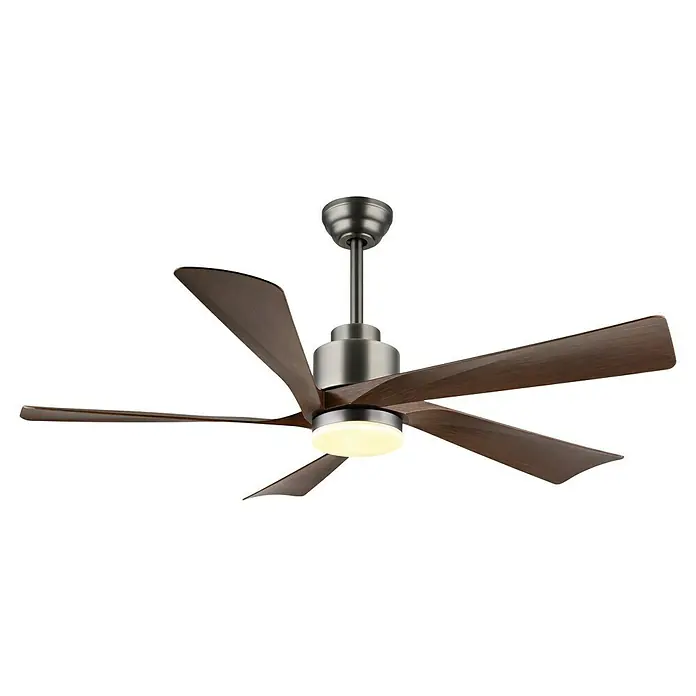 Globo Ventilador de techo Modesto - Gris oscuro, 132 cm, 20 W - Ventilador de techo moderno con cinco aspas y luz integrada, ideal para interiores elegantes.
