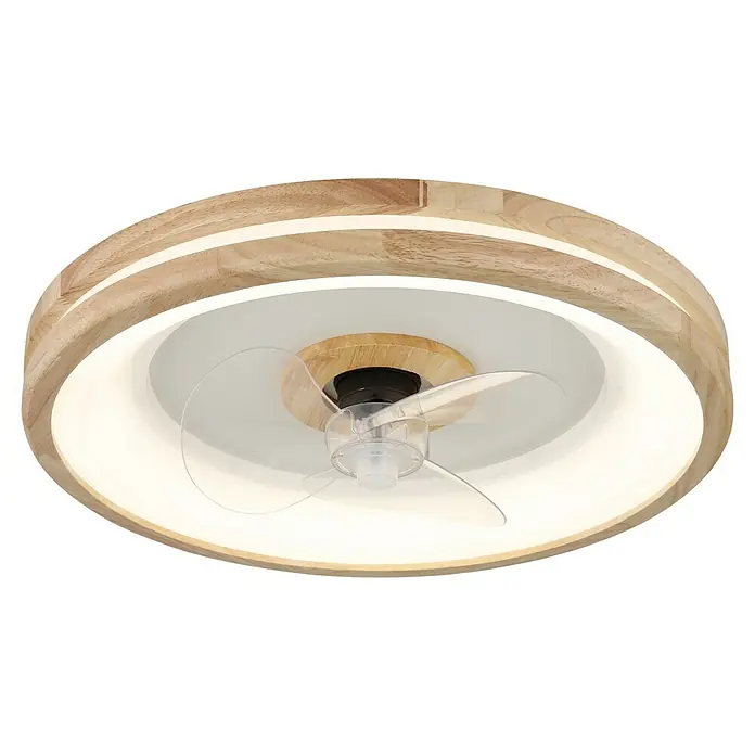Globo Deckenventilator Gatian - 30 W, Durchmesser: 500 mm, Kautschuk - Moderne Deckenleuchte mit integriertem Ventilator und Holzoptik, die für eine angenehme Beleuchtung und Kühlung sorgt.