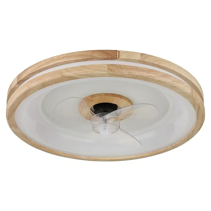 Globo Deckenventilator Gatian - 30 W, Durchmesser: 500 mm, Kautschuk - Moderne Deckenleuchte mit integriertem Ventilator und Holzdesign. Die Lampe sorgt für eine angenehme Beleuchtung und Kühlung im Raum.