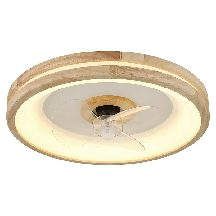 Globo Deckenventilator Gatian - 30 W, Durchmesser: 500 mm, Kautschuk - Moderne Deckenleuchte mit Holzrahmen und integriertem Ventilator für eine stilvolle Beleuchtung und angenehme Kühlung.
