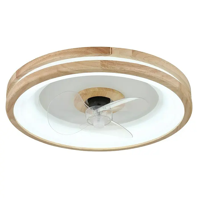 Globo Deckenventilator Gatian - 30 W, Durchmesser: 500 mm, Kautschuk - Moderne Deckenleuchte mit Holzrahmen und Ventilator für eine stilvolle Beleuchtung und Kühlung.