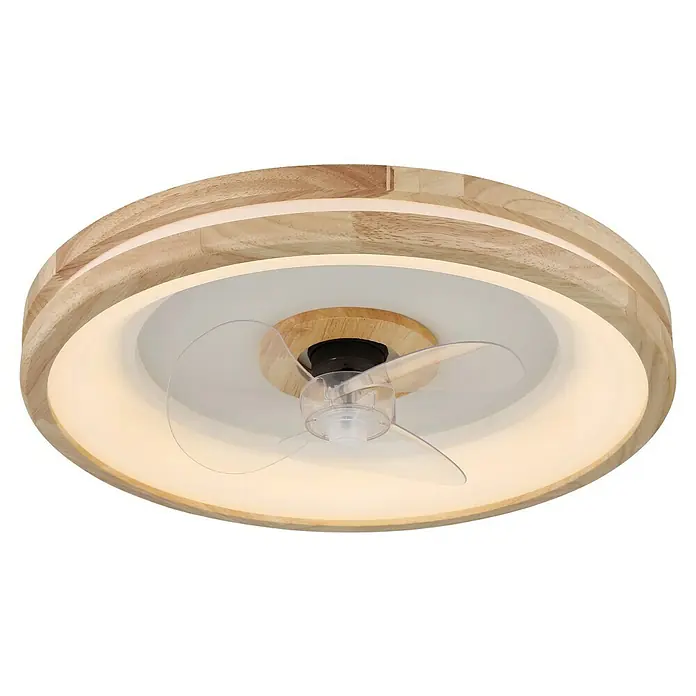 Globo Deckenventilator Gatian - 30 W, Durchmesser: 500 mm, Kautschuk - Die LED-Deckenleuchte mit Ventilator in Holzoptik sorgt für Licht und eine angenehme Brise. Ideal für kleine Räume!