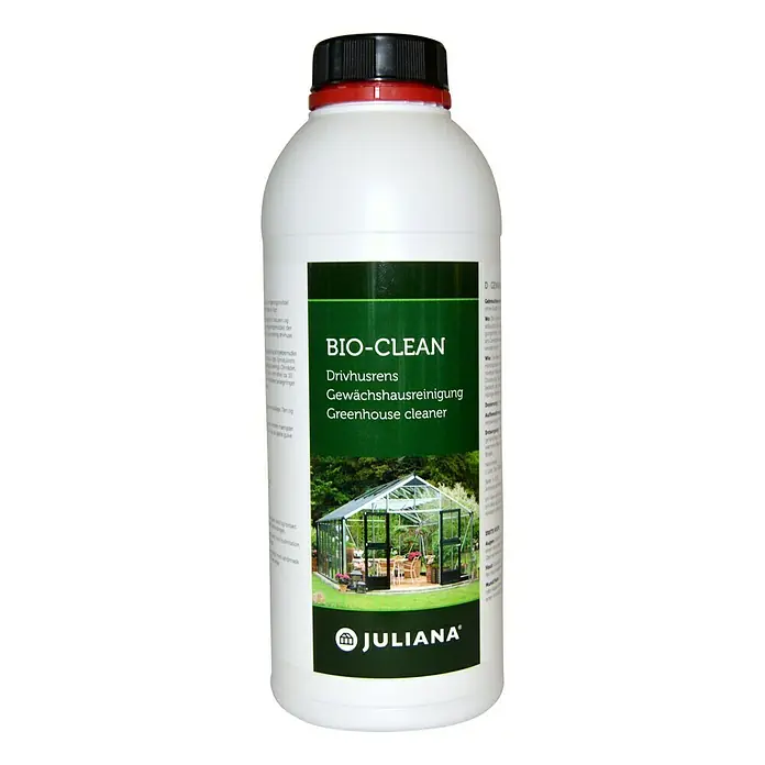 Juliana Gewächshausreiniger Bio-Clean - 1 l, Passend für: Gewächshäuser bis zu 50 m² - Eine Flasche Bio-Clean Gewächshausreiniger von Juliana. Ein wirksames Reinigungsmittel für Gewächshäuser aller Art, hält Ihr Gewächshaus sauber.