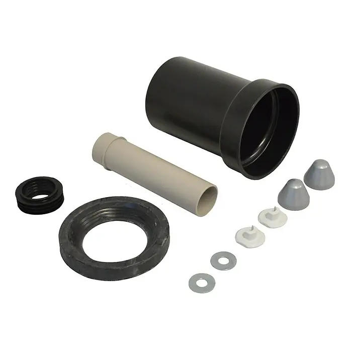 Geberit Anschlussgarnitur 152.422.46.1 - Durchmesser: 110 mm, Schwarz - Abflussrohr-Set mit verschiedenen Dichtungen und Adaptern für Sanitärinstallationen.