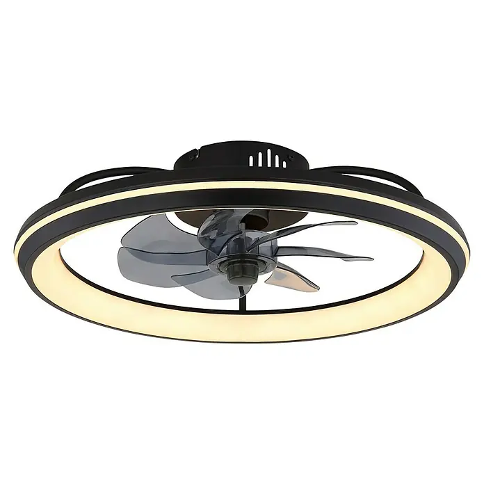 Globo Deckenventilator Celeste - 36 W, Durchmesser: 500 mm - Elegante Deckenleuchte mit Ventilator. Die moderne Lampe in Schwarz verfügt über einen LED-Ring für eine angenehme Beleuchtung.