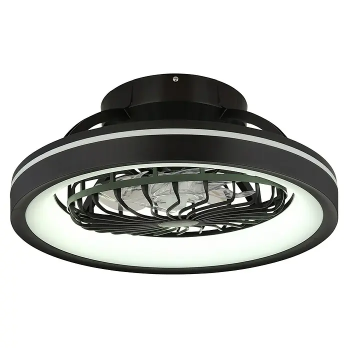 Globo Deckenventilator Deanne - 40 W, Durchmesser: 480 mm - Moderne Deckenleuchte mit integriertem Ventilator. Elegantes Design in Schwarz mit LED-Beleuchtung für stilvolle Raumakzente.