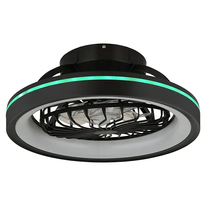 Globo Deckenventilator Deanne - 40 W, Durchmesser: 480 mm - Schwarzer Deckenventilator mit LED-Beleuchtung. Der Ventilator hat ein modernes Design und sorgt für angenehme Kühlung.