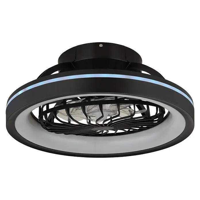 Globo Deckenventilator Deanne - 40 W, Durchmesser: 480 mm - Ein moderner Deckenventilator in Schwarz mit integrierter LED-Beleuchtung für stilvolle Kühlung und Beleuchtung in jedem Raum.