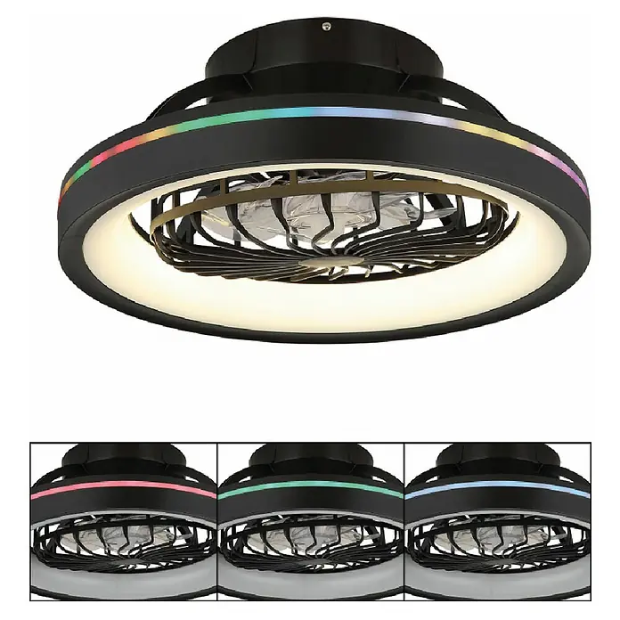 Globo Deckenventilator Deanne - 40 W, Durchmesser: 480 mm - Moderne Deckenleuchte mit integriertem Ventilator und farbwechselnden LED-Akzenten. Stilvolle Beleuchtung für jeden Raum.
