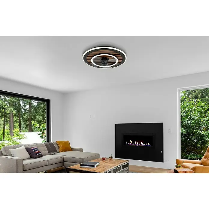 Globo Deckenventilator Trevino - 36 W, Durchmesser: 490 mm - Moderne Deckenleuchte mit integriertem Ventilator, Holzdetails und LED-Beleuchtung, die für eine angenehme Atmosphäre sorgt.