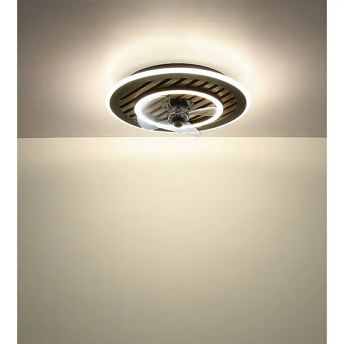 Globo Deckenventilator Trevino - 36 W, Durchmesser: 490 mm - Moderne Deckenleuchte mit Ventilatorfunktion. Das Design kombiniert Holz, LED-Beleuchtung und einen leisen Ventilator für angenehmes Raumklima und helles Licht.