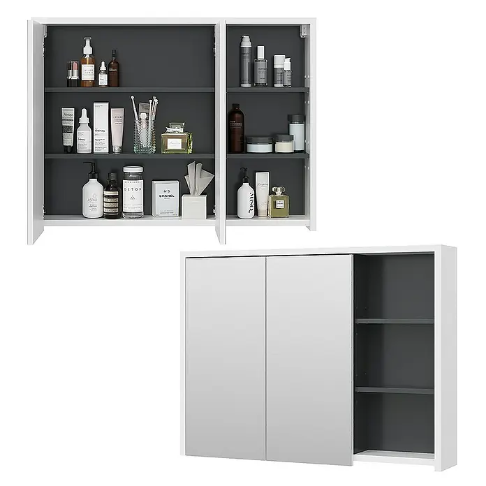 Vicco Spiegelschrank Viola Weiß/Anthrazit - Sonstiges, Weiß/Anthrazit